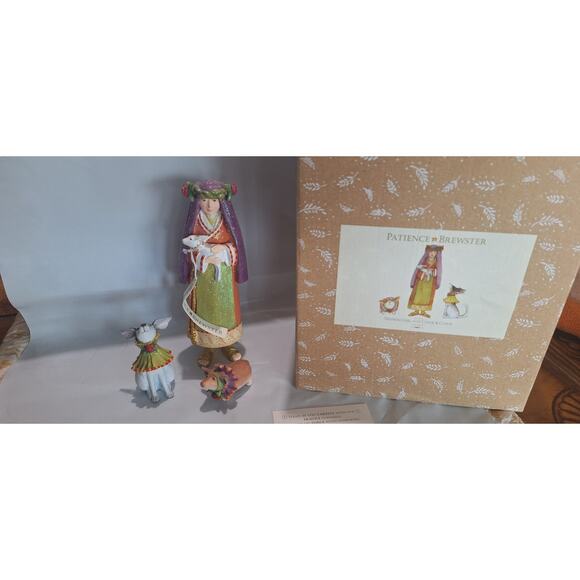 Original Patience Brewster- Nativity Shepherd Girl & Collie & Corgie- Mint w Box - Picture 1 of 9